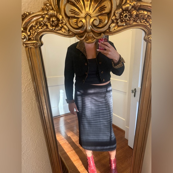 Jessica Howard vintage leopard trim black crop jacket - Picture 2 of 8